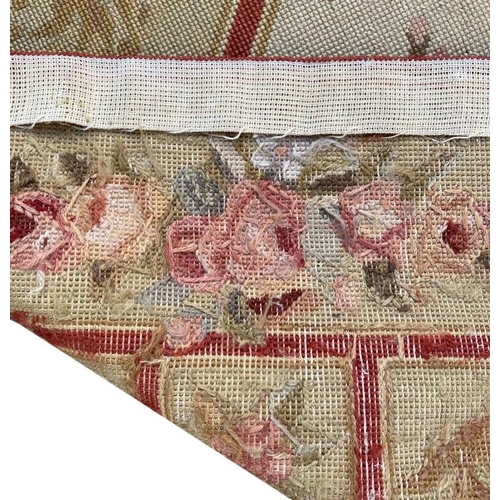 329 - AUBUSSON NEEDLEPOINT RUNNER, 410cm x 70cm