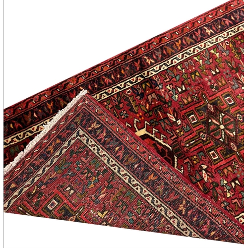 332 - FINE PERSIAN KARAJA RUNNER, 375cm x 70cm