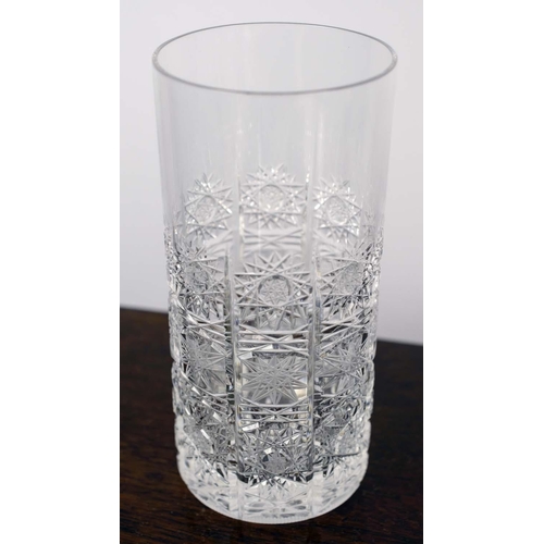 386 - WATER GLASSES, a set of six, cut crystal glass, a set of six, short water glasses, a decanter and tw... 