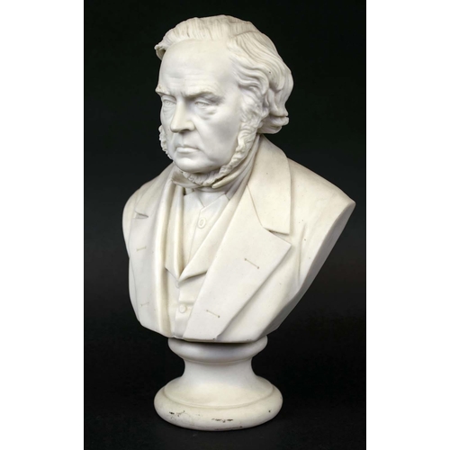 389 - PARIAN BUST of a gentleman, 25cm H.