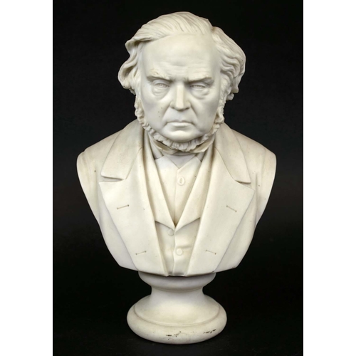 389 - PARIAN BUST of a gentleman, 25cm H.