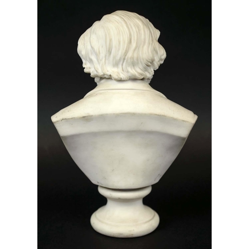 389 - PARIAN BUST of a gentleman, 25cm H.