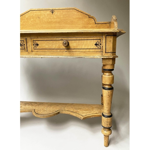 393 - SIDE TABLE, 19th century, Aesthetic original, oak grained and ebonised lined, with gallery, two draw... 