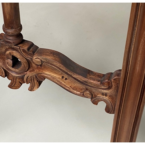 396 - EASEL, French style carved hardwood, with adjustable ledge. 203cm H x 70cm W