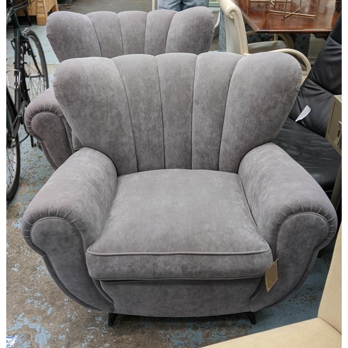 4 - ARMCHAIRS, a pair, 105cm W, vintage mid Italian, in a later grey upholstery.