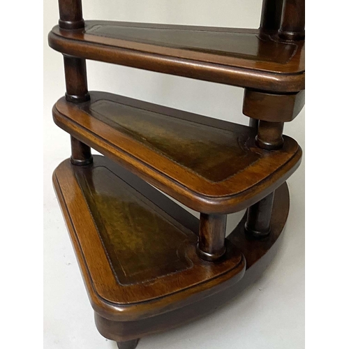 402 - LIBRARY STEPS, George III design, with four spiral, leather trimmed, treads steps, 135cm H x 44cm W.