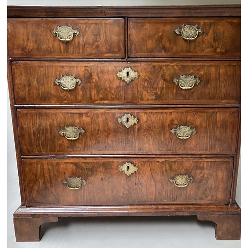 405 - CHEST, 18th century, English Queen Anne walnut, with two short and three long drawers, 97cm W x 55cm... 