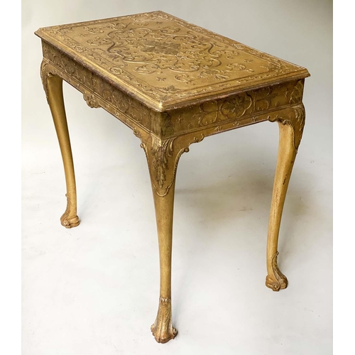 414 - SIDE TABLE, early 20th century, George I style, carved gesso and giltwood with two frieze drawers, 7... 