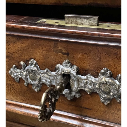 428 - SIDE CABINET, early 19th century, French flame mahogany with marble top, above a single drawer and p... 