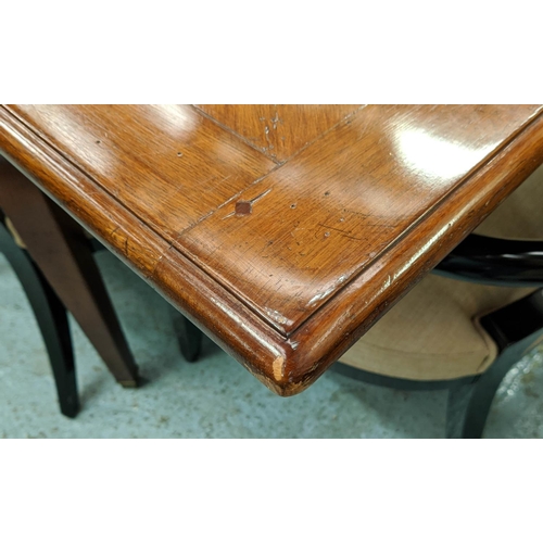 556 - DRAWLEAF TABLE, French provincial style fruitwood, walnut and oak with stellar parquetry top and cen... 