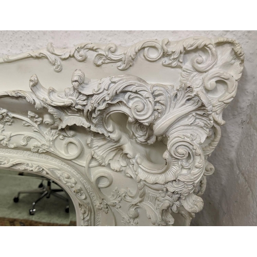 562 - WALL MIRROR, 161cm W x 135cm T, Victorian style, white, bevelled plate