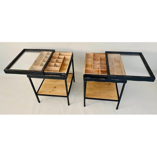 159 - SPECIMEN SIDE TABLES, a pair, 42cm x 45cm x 53cm. (2)