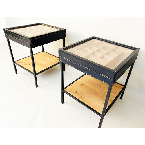 159 - SPECIMEN SIDE TABLES, a pair, 42cm x 45cm x 53cm. (2)