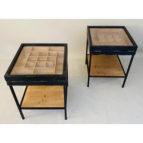 159 - SPECIMEN SIDE TABLES, a pair, 42cm x 45cm x 53cm. (2)