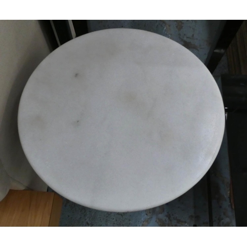 190 - SIDE TABLE, 50cm diam x 60cm H, Art Deco style, marble top.