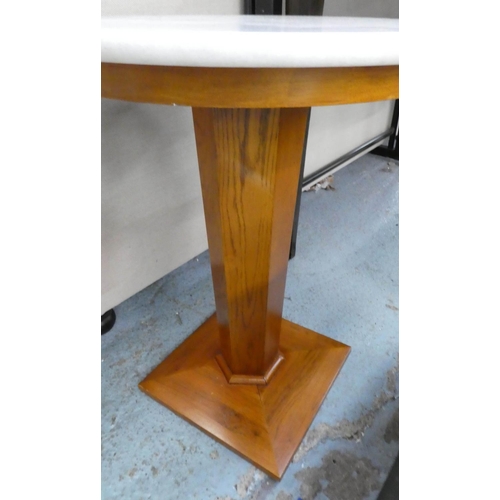 190 - SIDE TABLE, 50cm diam x 60cm H, Art Deco style, marble top.