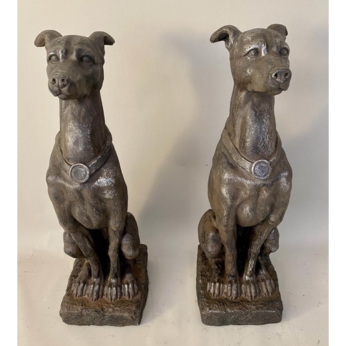 230 - HOUNDS, a pair, 73cm x 25cm x 26cm, contemporary sculptural studies (2)