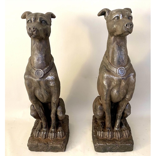 230 - HOUNDS, a pair, 73cm x 25cm x 26cm, contemporary sculptural studies (2)