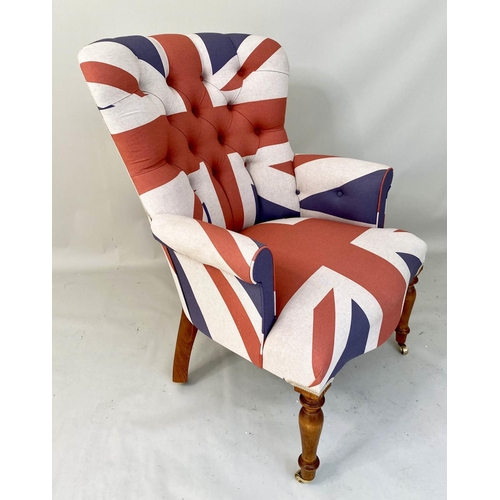 239 - ARMCHAIR, Union Jack upholstery, 75cm W.