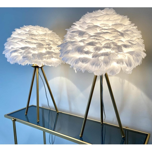 246 - FEATHER CLOUD TABLE LAMPS, a pair, 60cm x 40cm x 40cm (2)