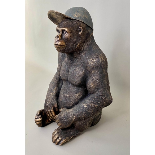 248 - THE GORILLA WITH HIS BASEBALL CAP, 60cm x 40cm x 45cm, contemporary design.