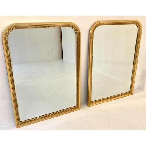 253 - WALL MIRRORS, a pair, 110cm x 80cm, Louis Philip style, gilt frames. (2)