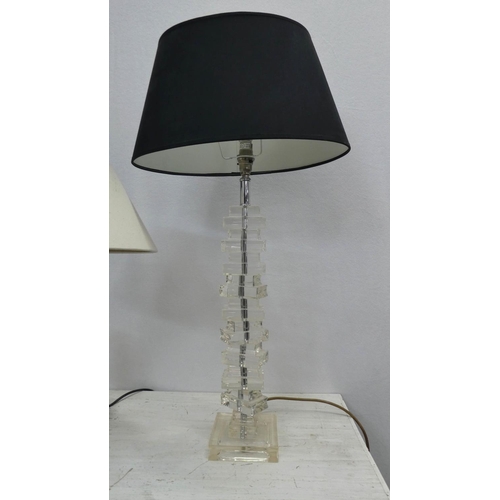 26 - DÄR LIGHTING TABLE LAMP, 62cm H and another pair, 75cm H all with shades. (3)