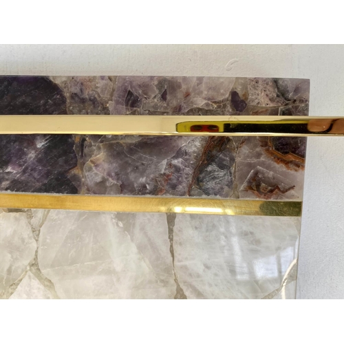 260 - DRINKS TRAY, quartz with gilt metal detail, 40cm x 27cm x 8cm.