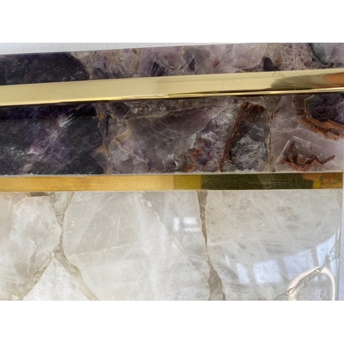 260 - DRINKS TRAY, quartz with gilt metal detail, 40cm x 27cm x 8cm.