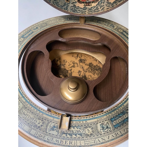 425 - GLOBE COCKTAIL CABINET, in the form of an antique terrestrial globe on stand, with rising lid, 100cm... 