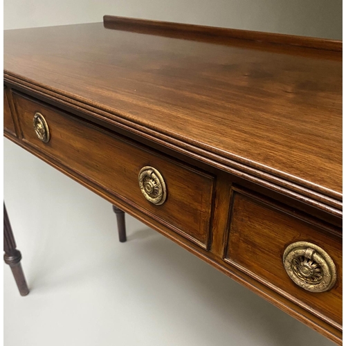 426 - WRITING TABLE, George III design, mahogany, with three frieze drawers and paterae inlay, 122cm x 49c... 