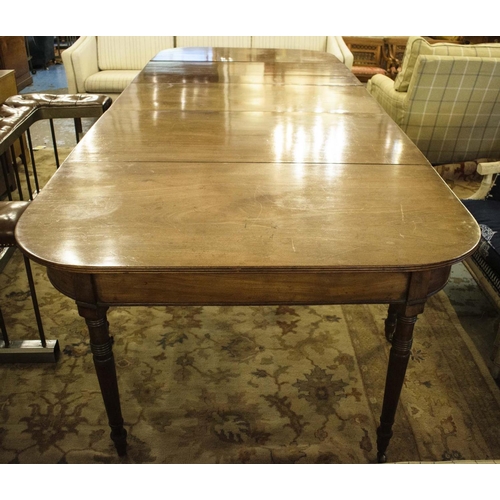 445 - DINING TABLE, 121cm x 72cm H x 237cm L, George III mahogany, circa 1800, in three sections with two ... 