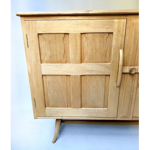 34 - ERCOL SIDEBOARD, mid 20th century, solid elm, in Arts and Crafts style, with two panelled doors, 124... 