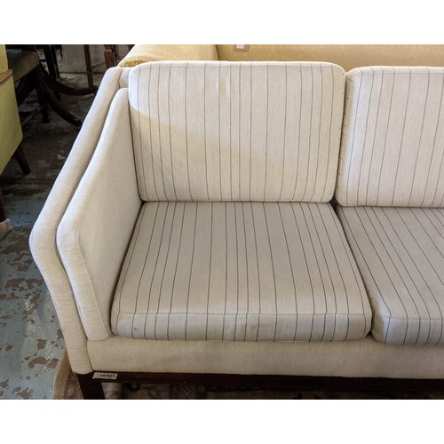 552 - SOFA, 224cm striped upholstery. (fabric needs cleaning)