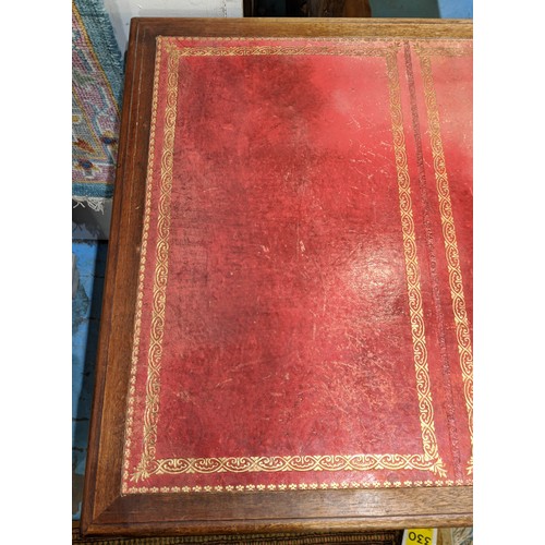 443 - PEDESTAL DESK, 122cm x 58cm x 78cm H, early 20th century mahogany, the inlaid tooled red leather top... 