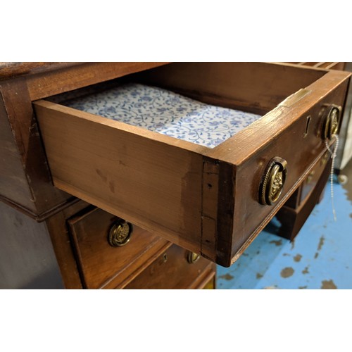 443 - PEDESTAL DESK, 122cm x 58cm x 78cm H, early 20th century mahogany, the inlaid tooled red leather top... 