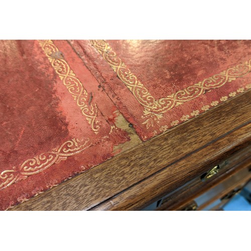 443 - PEDESTAL DESK, 122cm x 58cm x 78cm H, early 20th century mahogany, the inlaid tooled red leather top... 