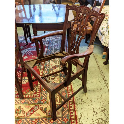 574 - DINING CHAIRS, 99cm H a set of seventeen Chippendale style hardwood including four armchairs. (17)