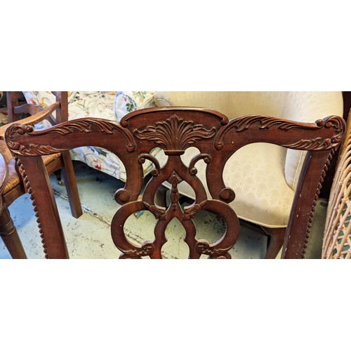 574 - DINING CHAIRS, 99cm H a set of seventeen Chippendale style hardwood including four armchairs. (17)