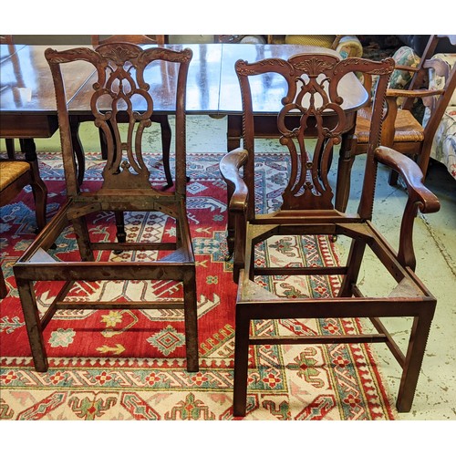 574 - DINING CHAIRS, 99cm H a set of seventeen Chippendale style hardwood including four armchairs. (17)