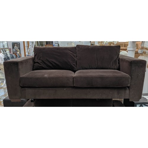 276 - SOFA, 200cm W, contemporary design, brown fabric upholstered.