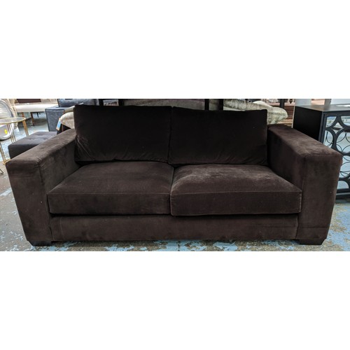 277 - SOFA, 200cm W, contemporary design, brown fabric upholstered.