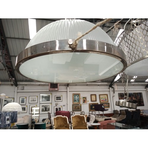 274 - CHARLES EDWARDS CEILING LAMP, 42cm x 31cm, ribbed glass.