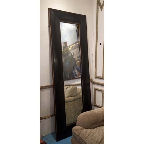 186 - WALL MIRROR, 80cm W x 220cm L, ebonised.