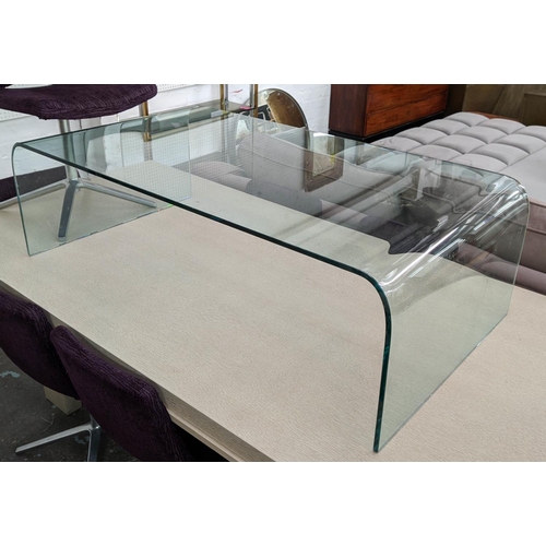 188 - LOW TABLE, 130cm x 70cm x 39cm, single piece glass design.