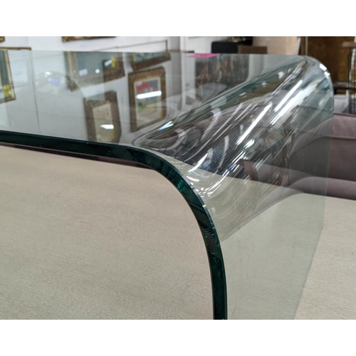 188 - LOW TABLE, 130cm x 70cm x 39cm, single piece glass design.