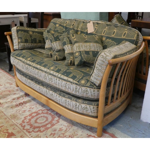 190 - ERCOL RENAISSANCE SOFA, 146cm W, together with a matching armchair, 96cm W. (2)