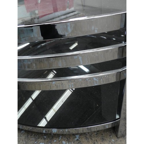 197 - LOW TABLE, 110cm diam. x 33cm, Bauhaus style, polished metal and glass.