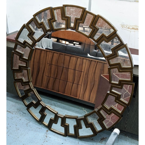 192 - WALL MIRROR, 122cm diam, Art Deco style.