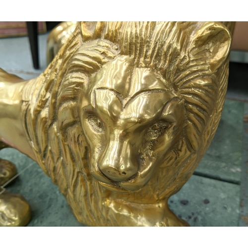 195 - CONTEMPORARY SCHOOL SCULPTURAL LIONS, a pair, 30cm x 51cm x 35cm (2)